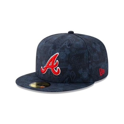 Sapca New Era Atlanta Braves MLB Sketched 59FIFTY Fitted - Albastri